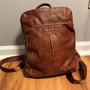 American Leather Co. Tooled leather backpack